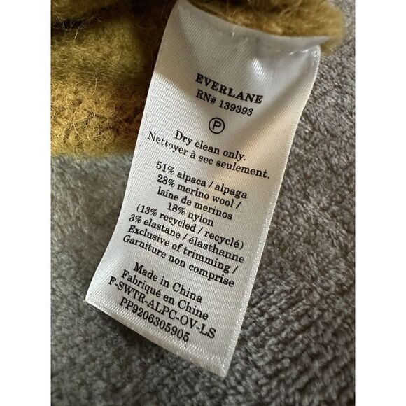 EVERLANE The Super Fuzz Alpaca Oversized Crew Neck Sweater Dijon Orange Brown S - Picture 13 of 14